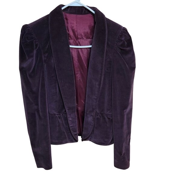 Jackets & Blazers - Vintage 80s Women's Size 4 Velvet Cropped Blazer Eggplant Purple USA Union Made